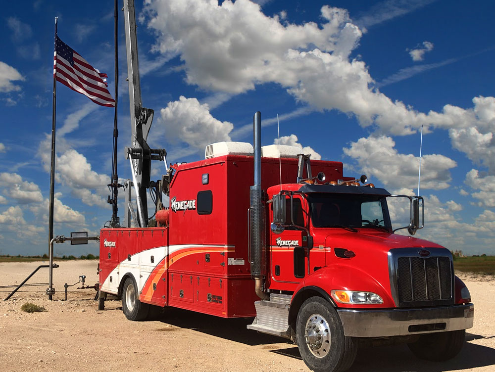 Slickline truck in American southwest